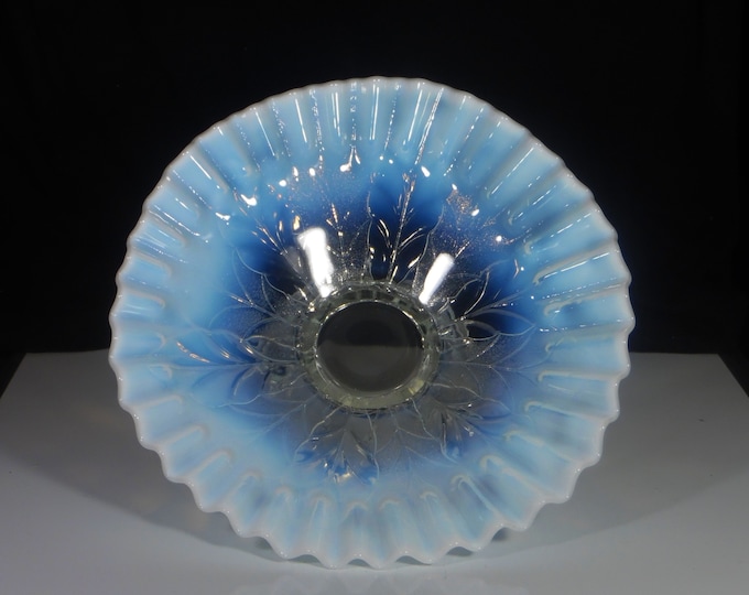 Early American Pressed Glass/Opalescent Glass Novelty (Worked) Bowl, Dugan Glass Company; Leaf And Leaflet (AKA) 1907 - 1908