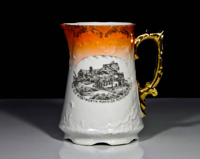 Porcelain Creamer, Souvenir, BFHS China, Austria, Souvenir Of The Old Wentworth Mansion, Portsmouth N H, 1897 - 1901