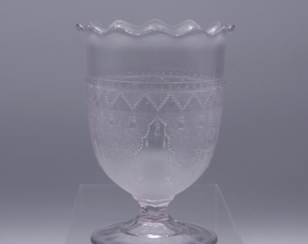 Early American Pressed Glass Spooner, Doyle And Company, Doyle No 30 (OMN) a/k/a Drapery; Lace, ca 1870s