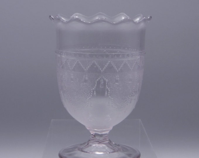 Early American Pressed Glass Spooner, Doyle And Company, Doyle No 30 (OMN) a/k/a Drapery; Lace, ca 1870s