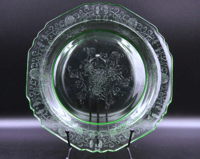 Depression Glass Salad/Luncheon Plate, Hazel-Atlas Glass Co, Florentine #2, Green, 1933-1935