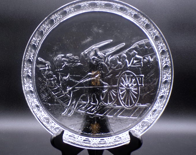 Early American Pressed Glass Tray; Co-Operative Flint Glass Company, Ltd; Co-Op #130 (OMN) AKA Currier And Ives 1887