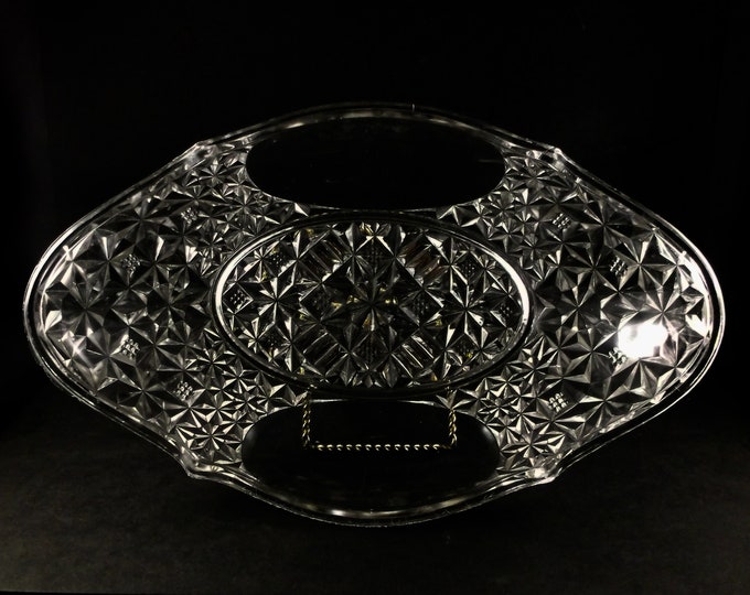 Early American Pressed Glass Celery Dish O'Hara Glass Company O'Hara No 870 (OMN) a/k/a Lens And Star; Star And Oval 1887