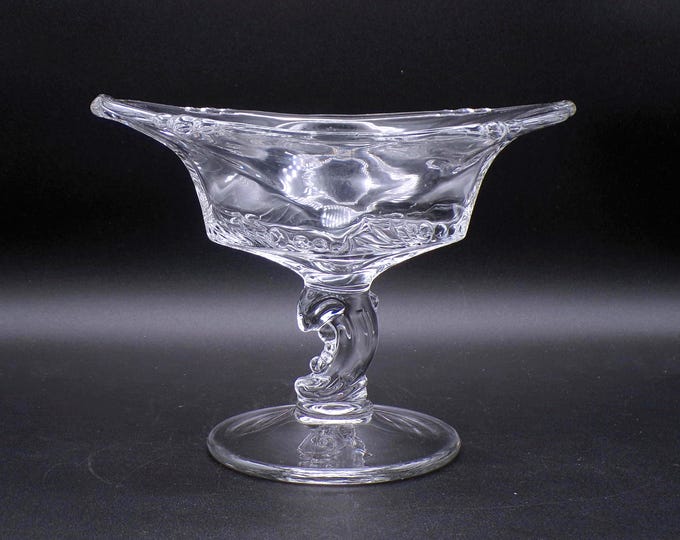 Heisey Glass Dolphin Stem Compote: Elegant Era Waverly Bon Bon Dish
