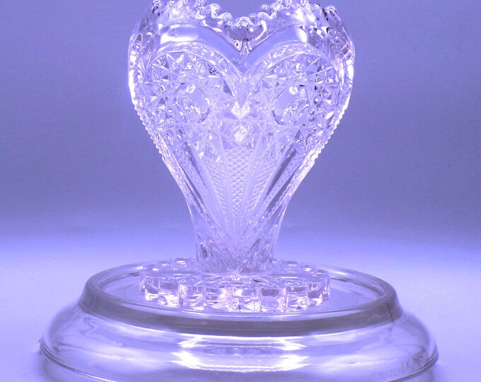 Early American Pressed Glass Vase, Imperial Glass Company, Imperial #292 (OMN) aka Zippered Heart, Introduced 1905