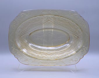 Depression Glass Oval Vegetable Bowl, Federal Glass Company, Madrid, Topaz Golden Glo (Amber), 1932 - 1939