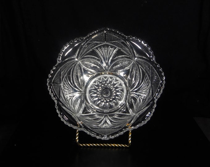 Early American Pressed Glass Bowl; Bryce, Higbee And Companhy; Monarc (OMN) aka Beautiful Lady; 1902