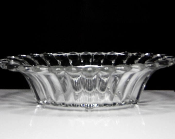 Elegant Era Glass Oval Footed Floral Bowl, A. H. Heisey And Company, Cyrstolite Line #1503, 1938 - 1957