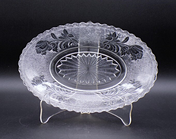 Early American Pressed Glass Olive/Pickle/Relish Dish, Campbell, Jones And Company; Campbell Jones #125 (OMN) aka Rose In Snow; 1883