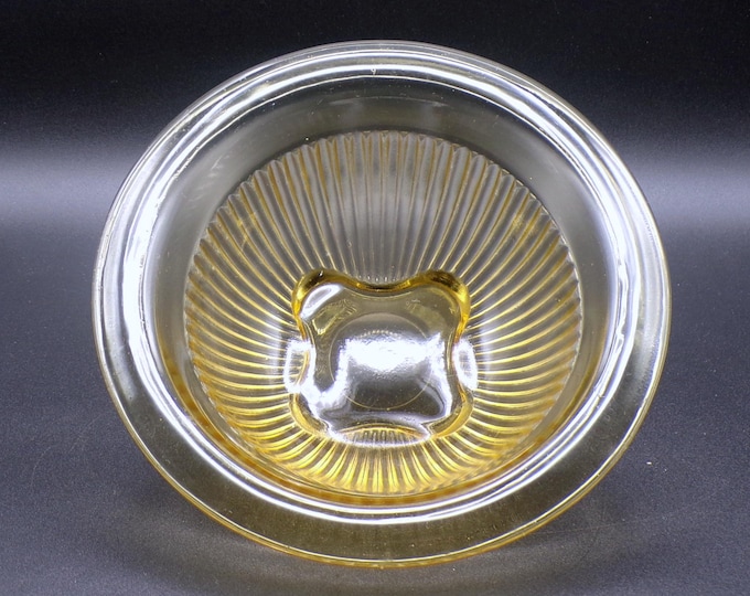 Depression Glass Mixing Bowl, Federal Glass Company, Ribbed Lower Panel, Topaz Golden Glow, 1930s