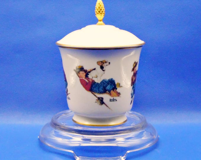 Limited Edition Porcelain Jar, Gorham Fine China; Norman Rockwell "A Boy and His Dog" Four Seasons Series #1173 of 9800 1980-1981
