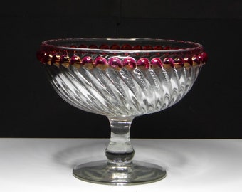 Elegant Era Glass, Compote/Candy Dish, Westmoreland Glass Company, Swirl and Ball, 1940