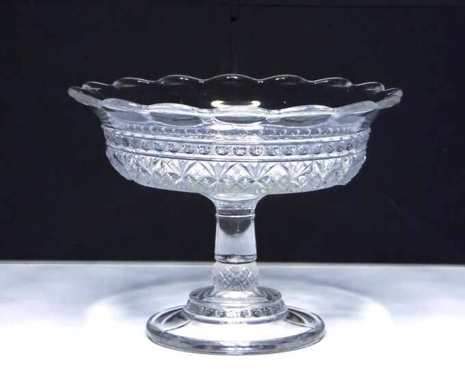 Early American Pressed Glass Jelly Compote, Brilliant Glass Company, Melrose (OMN) 1888