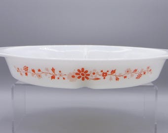 Vintage Kitchenware/Cookware, Divided Casserole, Pyrex, Floral, 1965