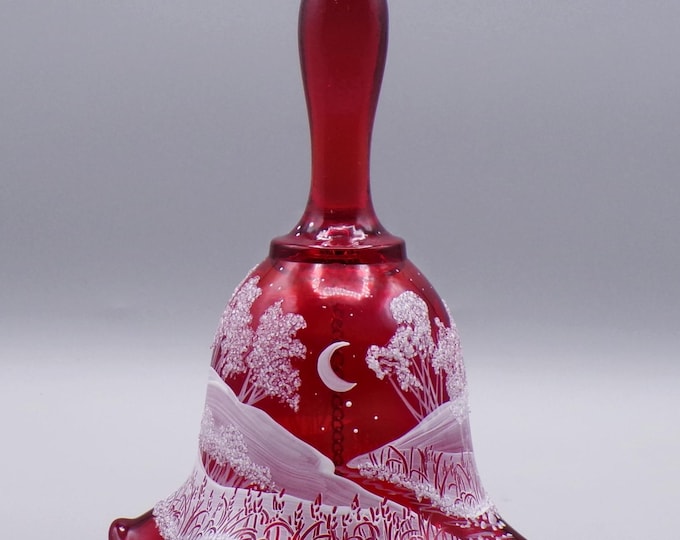 Vintage Glass Bell, Limited Edition, Fenton Art Glass Company, Winter Scene, 1475/1500, ca 2000
