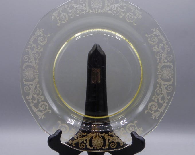 Elegant Era Glass Dinner Plate, Fostoria Glass Company, Fostoria #2375, Fairfax, Etch #278, Versailles, 1928 - 1944
