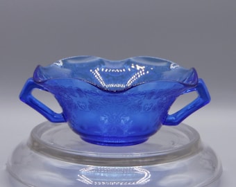 Depression Glass Cream Soup, Hazel - Atlas Glass Company, Florentine #1, Cobalt, 1932 - 1935