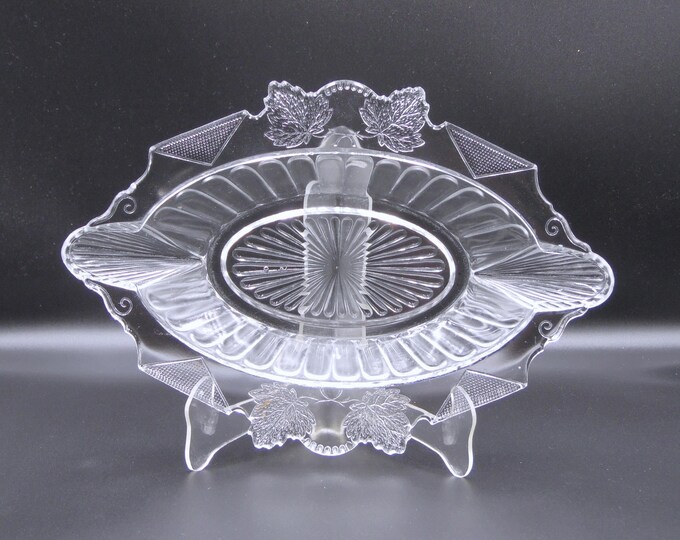 EAPG Campbell, Jones, Twin Leaves Relish Dish, Early American Pressed Glass