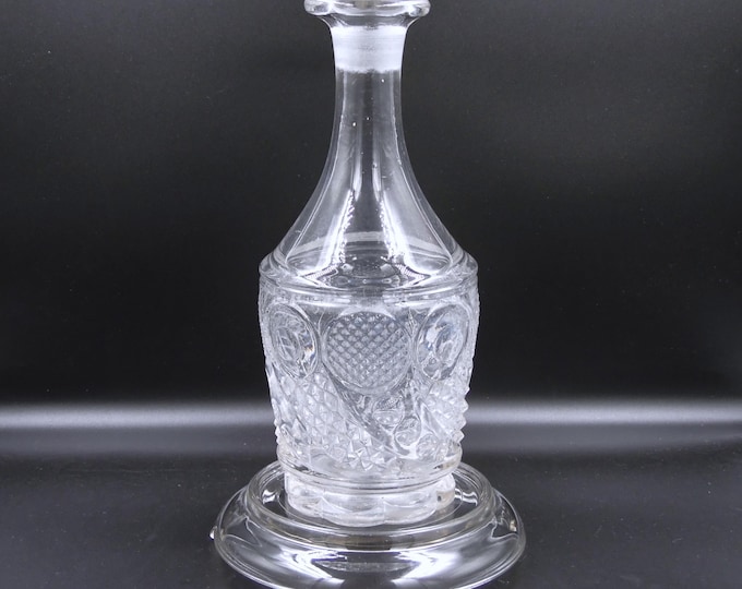 Antique Flint Glass Decanter, Horn of Plenty Pattern, c1850s