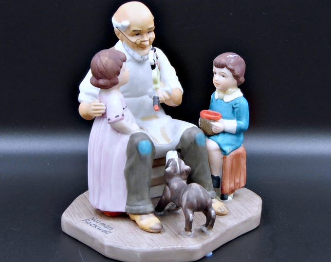 Vintage Porcelain Figurine: Arnart Imports, Norman Rockwell "Toy Maker" 1981