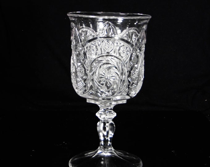 Early American Pressed Glass Water Goblet, United States Glass Company, U S Glass #15136; Rambler (OMN) c 1915