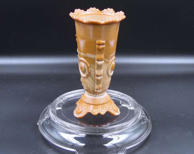 EAPG Vase by National Glass Company; Dewey (OMN) aka Flower Flange; #425; Chocolate; 1899