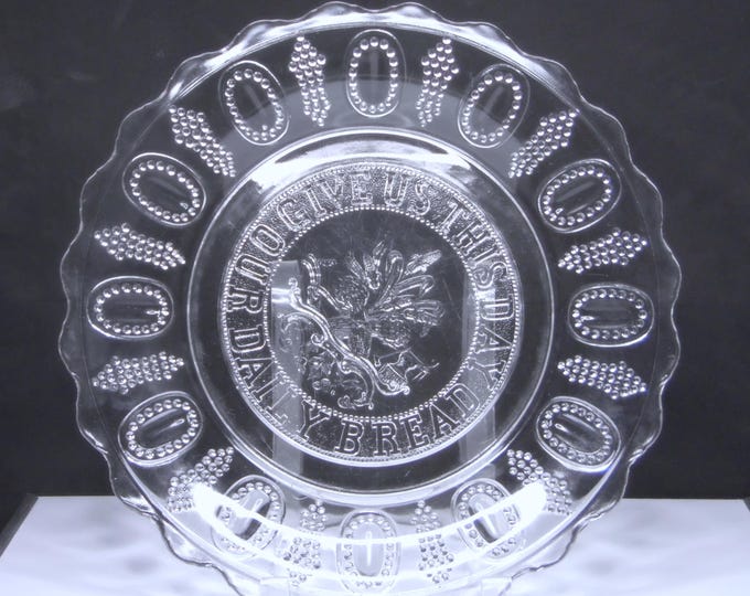 Early American Pressed Glass Bread Plate: Co-Operative Flint Glass, c 1881