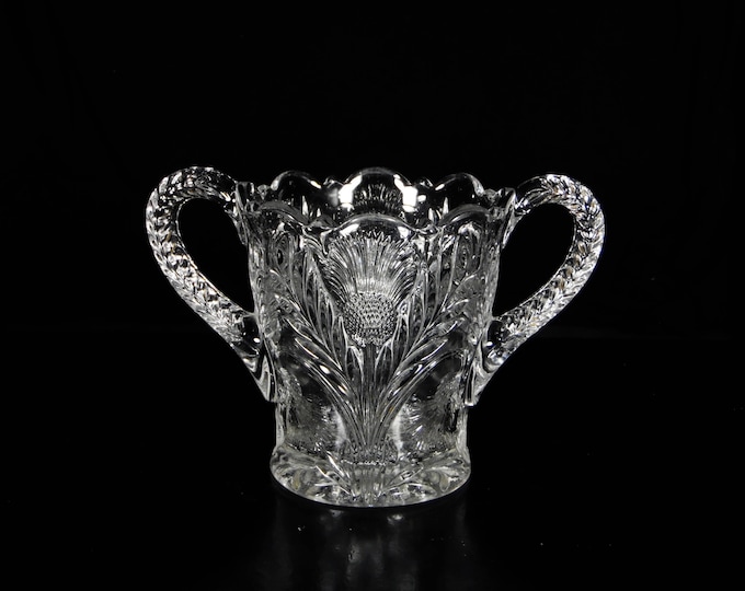 Early American Pressed Glass Sugar Bowl, Cambridge Glass Company, Cambridge #2766 (OMN) AKA Inverted Thistle; Thistle; introduced 1911