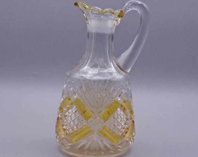 Early American Pressed Glass Cruet, McKee and Brothers, Champion (OMN) aka Fan with Crossbars; intro 1896