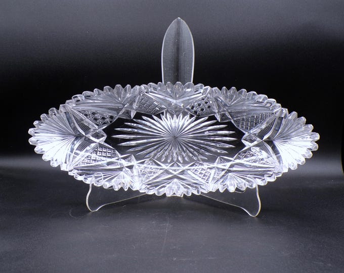 American Brilliant Period Cut  Glass Celery Dish, Unknown Maker, ca 1890-1900