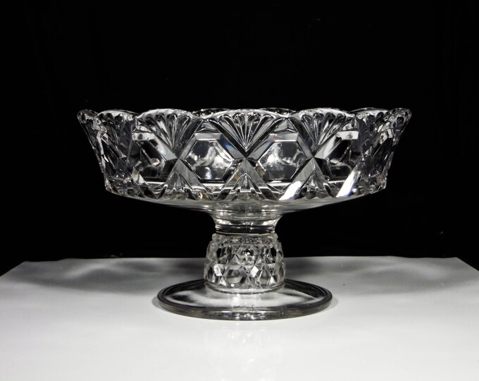Early American Pressed Glass Compote, Challinor, Taylor And Company; CT #309 (OMN) AKA Blockade 1887