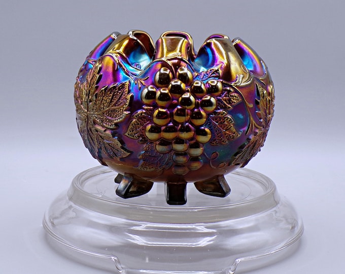 Carnival Glass Rose Bowl, Dugan/Diamond Glass Company, Grape Delight, Amethyst, 1912 - 1917