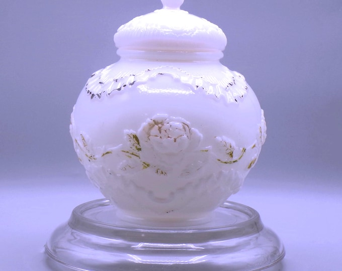 Early American Pressed Glass/Opaque Glass Rose Water Jar, Dithridge and Company, Colonial (OMN) c 1890s