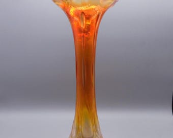 Carnival Glass Swung Vase, Imperial Glass Company, Beaded Bullseye, Marigold, 1910