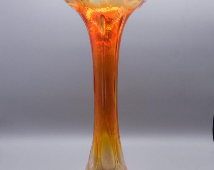 Carnival Glass Swung Vase, Imperial Glass Company, Beaded Bullseye, Marigold, 1910