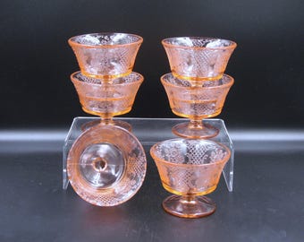 Depression Glass Sherbert, Footed, Federal Glass Company, Normandie, Pink, 1933-1940