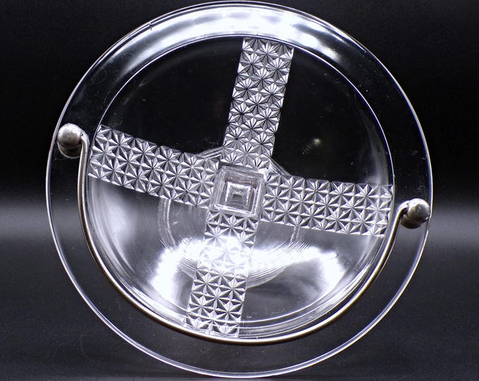 Early American Pressed Glass Cake/Fruit Basket, Ripley and Company (2nd Ripley, 1875 - 1891) Ripley #10 (OMN), 1882