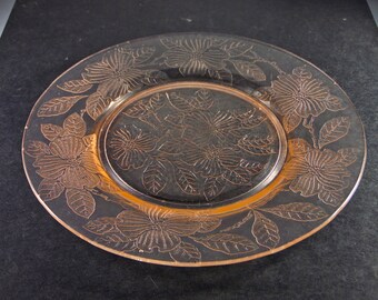 Depression Glass Plate Mac-Beth Evans Glass Company, Dogwood, Pink, 1929 - 1932