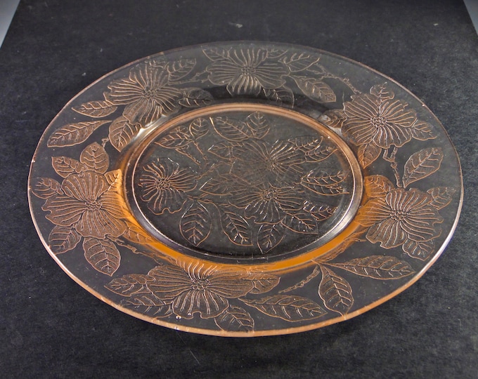 Depression Glass Plate Mac-Beth Evans Glass Company, Dogwood, Pink, 1929 - 1932