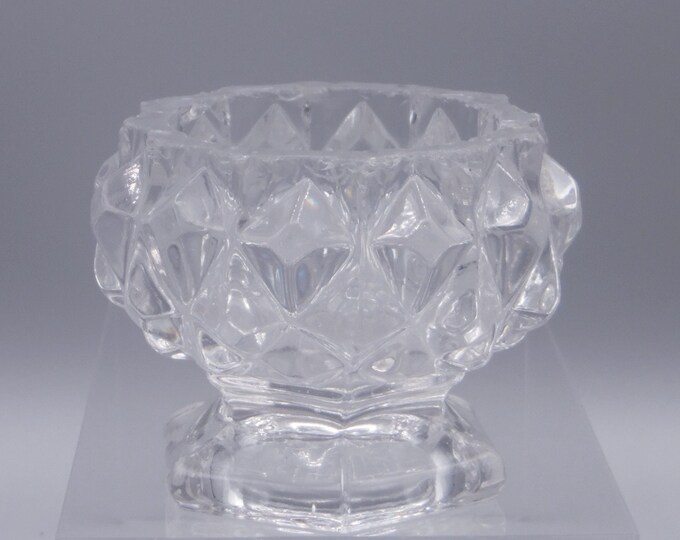 Flint Glass/Early American Pressed Glass Master Salt, Unknown Maker, Flattened Sawtooth (a/k/a) ca 1850s