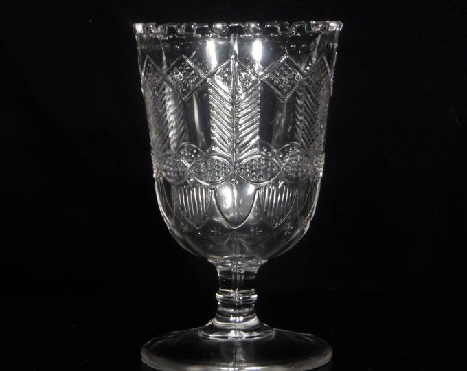 Early American Pressed Glass Spooner, Belmont Glass Works, Belmont #4 (OMN) a/k/a Herringbone, 1881