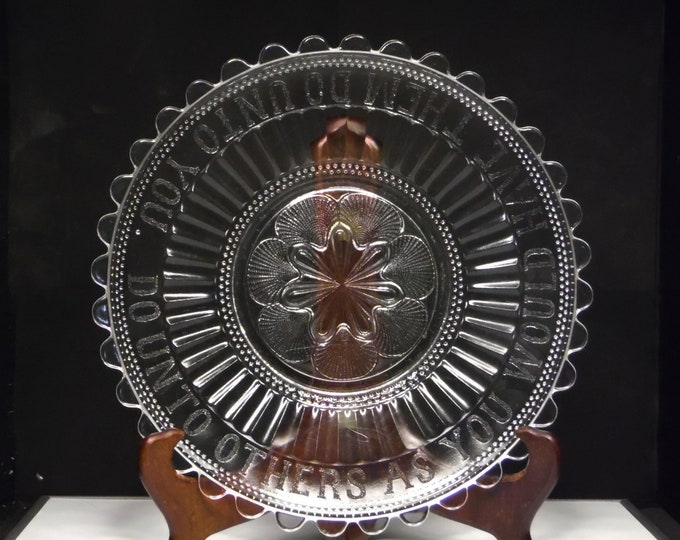 Early American Pressed Glass Bread Plate, McKee And Brothers, Paris (OMN) AKA Star And Pillar c 1880