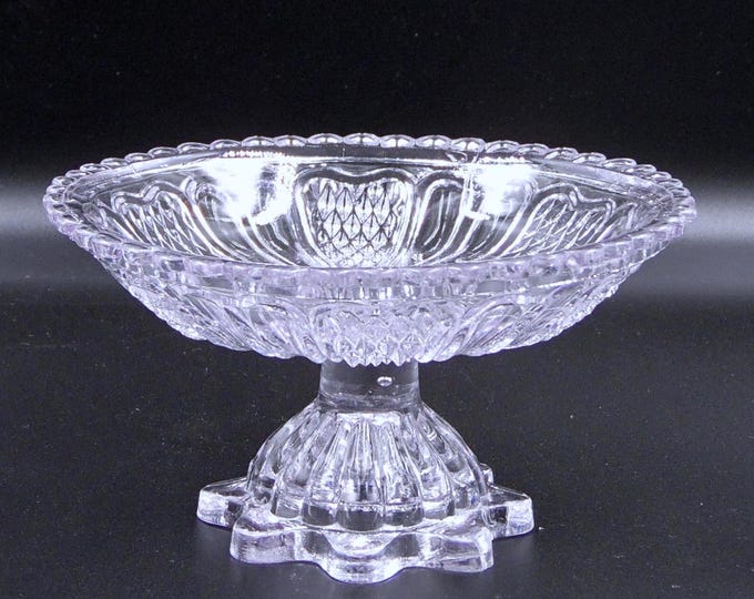 Antique Flint Glass Nappy, Fort Pitt Diamond Panel, 1835-1840