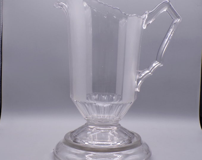 Early American Pressed Glass Pitcher, George Duncan and Sons, GDS #150 (OMN) aka Ribbon introduced 1878