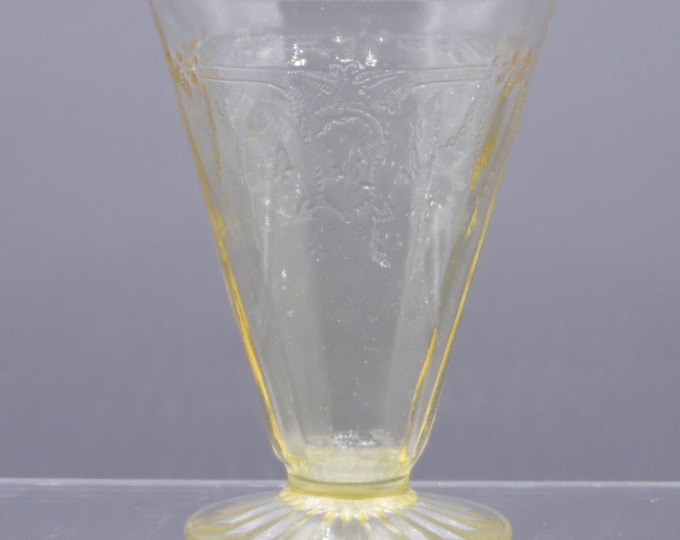 Depression Glass Tumbler, Cone Shape, Hocking Glass Companhy, Cameo aka Ballerina, Yellow, 1930 - 1934
