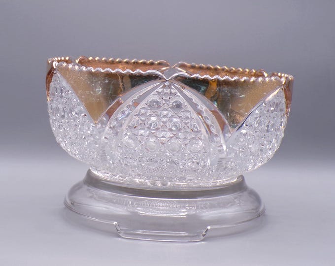 Early American Pressed Glass Bowl, Master Berry, Tarentum Glass Company, Cane Insert (aka) introduced 1899