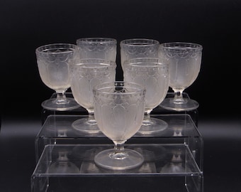 EAPG Portland Glass Egg Cup Set: Loop and Dart, 1869