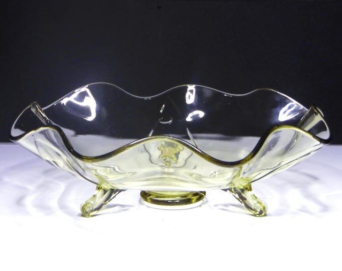 Elegant Era Glass Bowl, Lancaster Glass Company, Petal #1831, Topaz, 1930s