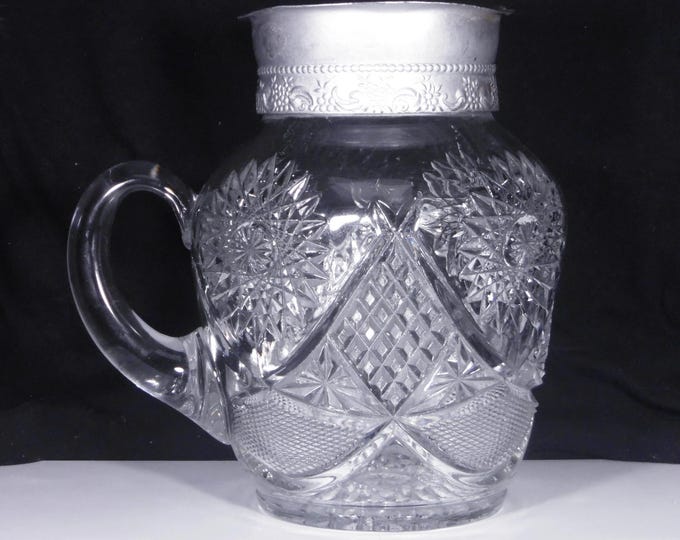 Early American Pressed Glass Jug, George Duncans Sons And Co; GDS #40 (OMN) AKA Bassettown, c 1898