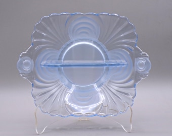 Cambridge Glass Relish Dish: Moonlight Alpine Pattern, Shape #119 (1940s Era Glassware)